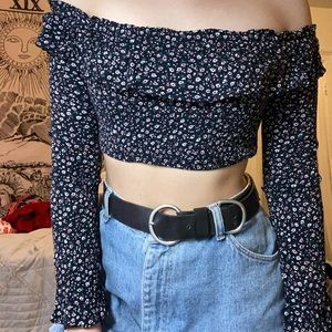 floral long sleeve crop top